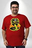 Cobra Kai Karete Çocuk Yılan Logo Dizi Kırmızı Büyük Beden Erkek Kadın Unisex Basic Ön Baskılı Tişört