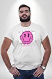 Positive Enerji Emoji Gülen Surat Beyaz Büyük Beden Kadın Erkek Ünisex  Basic Ön Baskılı Tişört