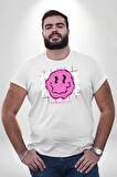Positive Enerji Emoji Gülen Surat Beyaz Büyük Beden Kadın Erkek Ünisex  Basic Ön Baskılı Tişört