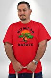 Miyagi-Do Karete Çocuk Logo Dizi Bonzai Ağaç Kırmızı Büyük Beden Erkek Kadın Unisex Basic Ön Baskılı Tişört