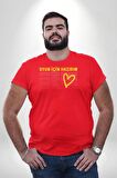 Oyun İçin Hazırım Kalp Kırmızı Büyük Beden Erkek Kadın Unisex Basic Ön Baskılı Tişört