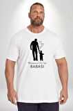 Babalar Günü Dünyanın En iyi Babası Beyaz Büyük Beden Kadın Erkek Ünisex  Basic Ön Baskılı Tişört