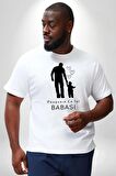 Babalar Günü Dünyanın En iyi Babası Beyaz Büyük Beden Kadın Erkek Ünisex  Basic Ön Baskılı Tişört