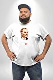 Atatürk Türk Bayrağı Sonsuzluk Beyaz Büyük Beden Kadın Erkek Ünisex  Basic Ön Baskılı Tişört