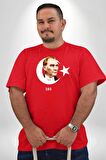 Atatürk Türk Bayrağı Sonsuzluk Kırmızı Büyük Beden Erkek Kadın Unisex Basic Ön Baskılı Tişört