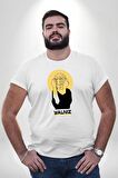 Yalnız Kadın Erkek Ünisex a Şiddete Hayır Beyaz Büyük Beden Kadın Erkek Ünisex  Basic Ön Baskılı Tişört