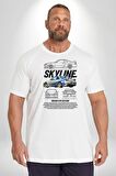 Skyline Nissan Hızlı Ve Öfkeli Fast Furious Beyaz Büyük Beden Kadın Erkek Ünisex  Basic Ön Baskılı Tişört