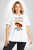 Toyota Supra MK4 Yarış Arabası Beyaz Büyük Beden Kadın Erkek Ünisex  Basic Ön Baskılı Tişört