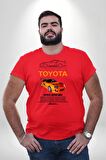Toyota Supra MK4 Yarış Arabası Kırmızı Büyük Beden Erkek Kadın Unisex Basic Ön Baskılı Tişört