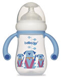 Bebedor Desenli Geniş Ağızlı Kulplu PP Biberon 125ML (Kod:99322) - Mavi