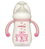 Bebedor Desenli Geniş Ağızlı Kulplu PP Biberon 125ML (Kod:99322) - Pembe