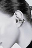 Büyük Bombeli Earcuff Büyük Halka Geçirmeli Kıkırdak Küpesi Gümüş Renk