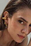 Büyük Bombeli Earcuff Büyük Halka Geçirmeli Kıkırdak Küpesi Gold Renk