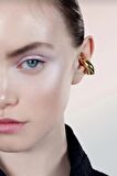 Büyük Bombeli Earcuff Büyük Halka Geçirmeli Kıkırdak Küpesi Gold Renk