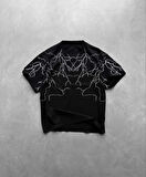 Livizmir Moda Unisex Bisiklet Yaka Baskılı Oversize T-Shirt - Siyah