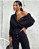 Livizmir Moda Kadın Iki Iplik Kumaş çıtçıt Detaylı Kapüşonlu Bluz Ikili Takım