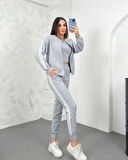 Livizmir Moda Kadın Üst Çıtçıt Düğmeli Ceket, İç Kaşkorse Atlet, Şertit Detay Pantalon Üçlü Takım