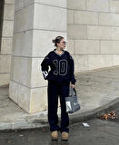 Livizmir Moda V Yaka Üç İplik Sweat Takım - Siyah