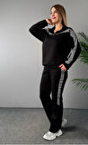 Livizmir Moda Kadın Fermuar Ve Ekose Detay Sweatshirt Ve Pantolon üç Iplik Kumaş Ikili Takım