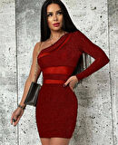 Livizmir Moda Kadın Omuz Dekolteli Beli Tül Detay Fırsat ürün Mini Elbise