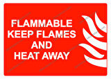 FLAMMABLE KEEP FLAMES AND HEAT AWAY Uyarı Levhası