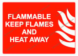 FLAMMABLE KEEP FLAMES AND HEAT AWAY Uyarı Levhası