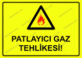 Patlayıcı Gaz Tehlikesi! Uyarı Levhası