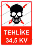 Tehlike 34,5KV Uyarı Levhası