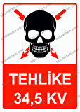 Tehlike 34,5KV Uyarı Levhası