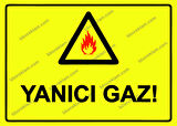 Yanıcı Gaz! Uyarı Levhası