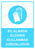 Bu Alanda Eldiven Kullanmak Zorunludur Uyarı Levhası