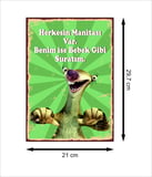 Buz Devri Sid Retro Ahşap Poster