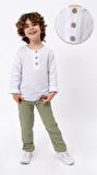 Unisex Bebek&Çocuk %100 Pamuklu Müslin Alt Üst Pijama Takım-Yeşil | 3-6 ay