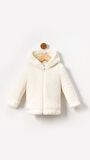 Fermuarlı Kapüşonlu Bebek Peluş Welsoft Kışlık Hırka-Beyaz | 1 Yaş