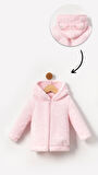Fermuarlı Kapüşonlu Bebek Peluş Welsoft Kışlık Hırka-Pembe | 1-2 Yaş