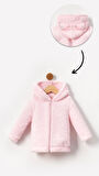 Fermuarlı Kapüşonlu Bebek Peluş Welsoft Kışlık Hırka-Pembe | 2-3 Yaş