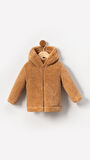 Fermuarlı Kapüşonlu Bebek Peluş Welsoft Kışlık Hırka-Kahverengi | 1-2 Yaş