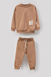 Tarz Etiketli Mevsimlik Pamuklu Bebek&Çocuk 2'li Alt Üst Takım-Bej | 5-6 Yaş