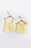Asklılı Müslin Kız Bebek Yazlık Şort 2'li Takım-Sarı | 2 Yaş