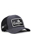  Queen Logolu Antrasit-Siyah Trucker Şapka