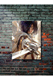 Mikasa Akerman - Attack On Titan - Anime & Manga Posterleri, Özel Tasarım Kağıt Poster, Duvar Sanatı