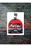 Nissan Skyline GTR34, Eşsiz Tasarım Otomobil Posterleri, Özel Tasarım Kağıt Poster