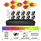 Bycam 10 Kameralı Gece Renkli Full Hd 1080P Kamera Seti 320GB HardDisk -10K0D