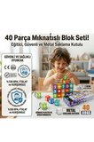 Btrcmpny-Manyetik Yapı Blokları Mıknatıslı Alfabe Sayılar Toplama Çıkarma Bölme Çarpma 40 Parça Renkli Küp