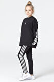 Black One Kız Çocuk Şerit Detaylı Salaş Sweat ve Tayt Spor Takım