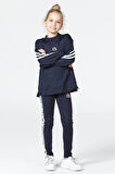 Black One Kız Çocuk Şerit Detaylı Salaş Sweat ve Tayt Spor Takım