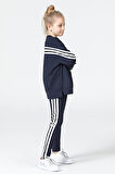 Black One Kız Çocuk Şerit Detaylı Salaş Sweat ve Tayt Spor Takım