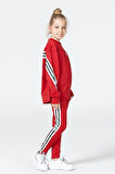 Black One Kız Çocuk Şerit Detaylı Salaş Sweat ve Tayt Spor Takım