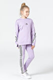 Black One Kız Çocuk Şerit Detaylı Salaş Sweat ve Tayt Spor Takım