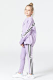 Black One Kız Çocuk Şerit Detaylı Salaş Sweat ve Tayt Spor Takım